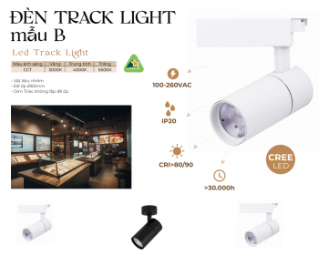 Đèn Tracklight Vinaled mẫu B TR3-BW9 / TR3-BB9 TR3M-BW9 / TR3M-BB9 3000K/4000K/6500K/ 3màu; 9W