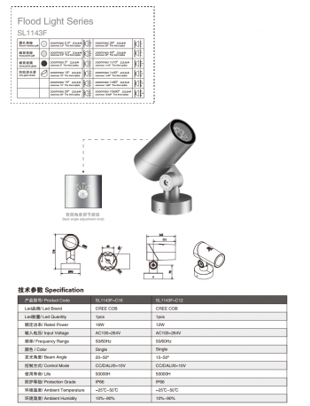 Đèn chiếu điểm Shylon SL1143, CS: 12W/16W
