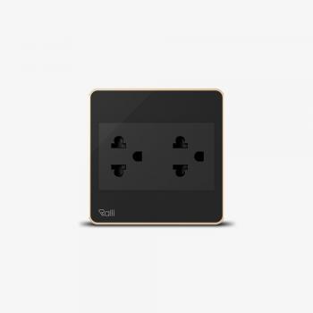 Ổ cắm điện âm tường cao cấp Rạng Đông OCAT05K 2 ổ cắm 16A, 2 màu Trắng/ Đen