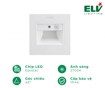 Đèn led chân tường cảm biến CDN CEQ11019, 1W, Ánh sáng: 2700K