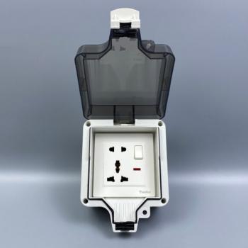 Ổ cắm đôi 3 chấu có công tắc chống nước chính hãng Tenko TK-IP66-02