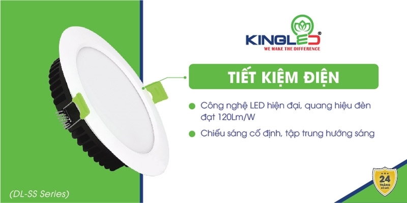 Đèn LED âm trần Kingled DL-12SS-T140-V/TT/T , 12W , lỗ khoét 110mm