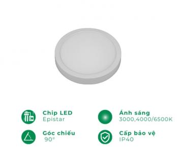 ĐÈN LED ỐP TRẦN ELV VL08-120-TMN ,8W, Kích Thước 120xH25mm