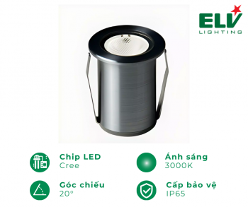 Đèn âm sàn, âm đất ELV VIG2101, 3W, 3000K