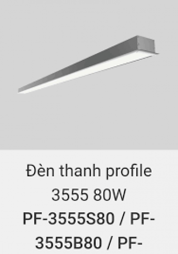 Đèn thanh Profile Vinaled  3555 PF-3555S40/ PF-3555B40/ PF-3555W40 PF-3555S80/ PF-3555B80/ PF-3555W80