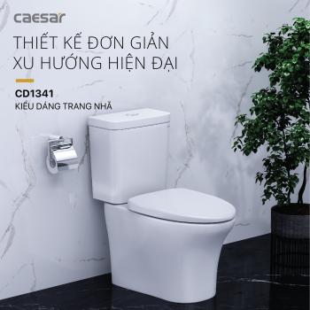 Bồn cầu 2 khối CAESAR CD1341 nắp êm