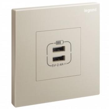 Ổ cắm USB đôi 2,4A Type A màu Champagne Legrand Galion 282447-C2