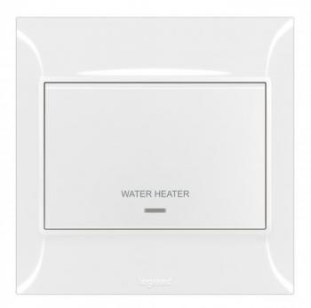 Công tắc 20A-250V có đèn + "WATER HEATER" màu trắng Legrand BelankoS 617672