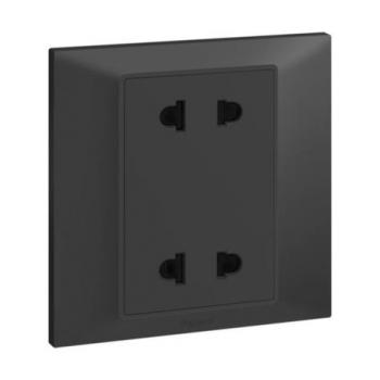 Ổ cắm đôi 2 chấu chuẩn Âu Mỹ màu xám anthracite Legrand BelankoS 617762