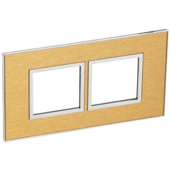 Mặt viền vuông kim loại mạ vàng (gold brass) 4 mô-đun (2x2) Legrand Arteor 576140