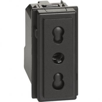 Socket 2P+T 10/16A bipasso black Legrand Living Now BT-KG4180