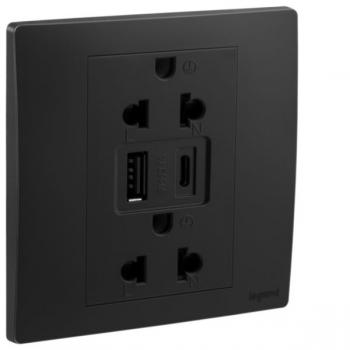 1G EURO-US 16A SOCKET+USB A+C  Legrand Mallia Senses 281204MB