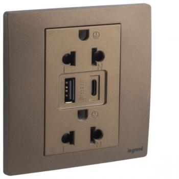 1G EURO-US 16A SOCKET+USB A+C  Legrand Mallia Senses 281204DB