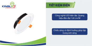 Đèn âm trần đơn sắc Kingled DL-12-T140 AS: 3000K/4000K/6000K