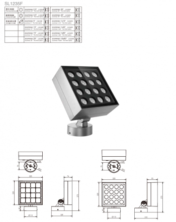 Đèn pha chiếu điểm Shylon SL1235F/U/M/Z/L/H;  Chip: Cree/Osram; Công suất: 75W-100W