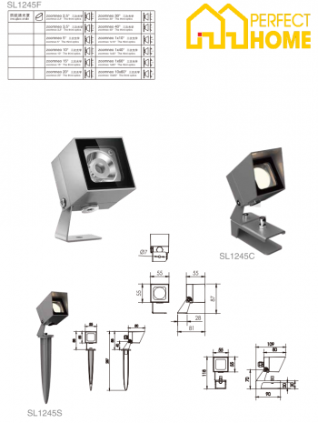 Đèn pha chiếu điểm Shylon SL1245F/S/C;  Chip: Cree/Osram; Công suất: 8W-10W