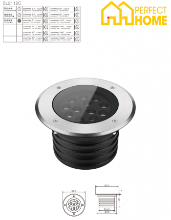 Đèn âm đất Shylon SL2112C, Công suất 14W-32W, Chip Cree; IP67