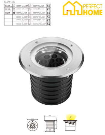 Đèn âm đất Shylon SL2110C, Công suất 14W-16W, Chip Cree; IP67