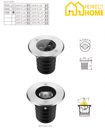 Đèn âm đất Shylon SL2103C, Công suất 3.5W-6W, Chip Cree; IP67