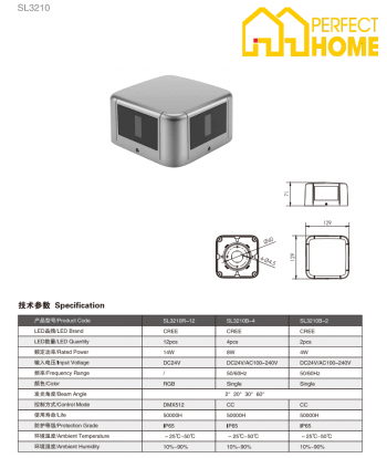 Đèn chiếu điểm dán Shylon SL3210 Công suất: 34W/12W, Chip Cree, IP66