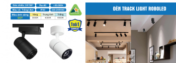 Đèn Track light Vinaled 10W TRR-AW10/ TRR-AB10 (lắp ray), TMR-AW10/ TMR-AB10 (lắp ốp trần)