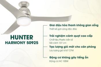 Quạt trần Hunter Harmony 50625 / 50626 - màu bạc / màu trắng