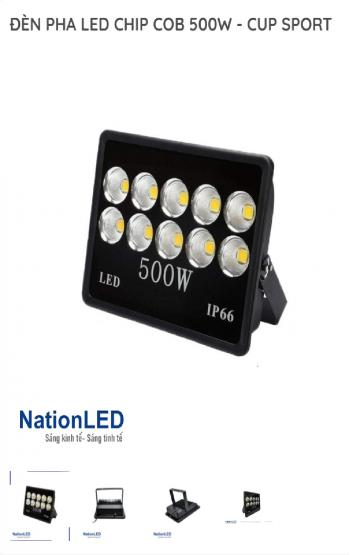 Đèn pha LED NationLED Chóa cốc NAFL-CUP-500 BRDO 500W, chips Bridgelux, nguồn DONE, 6500K