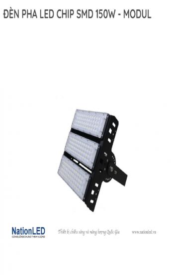 Đèn pha LED Nationled, Modul SMD, 150W chíp Bridgelux nguồn Done, 6500K/4000K/3000K