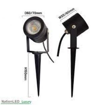 Đèn LED chiếu điểm cắm cỏ LUXLURY Nationled NACC-7L90-BK-3K 7W - 220V, Ø60xL60mm, vỏ đen, góc mở 90 độ - 3000K