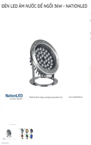 Đèn âm nước  Nationled NAAN-36-V-T/V/Đ/XL/XD 36W - 12/24V - Inox , IP68